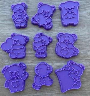 PACK x9 SAN VALENTIN BEAR CUTE CUTTER COOKIES - LOVE & FRIENDSHIP CUTTER BEAR PACKAGE