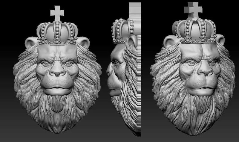 Crown Lion Jewelry Model - ZBrush Sculpture