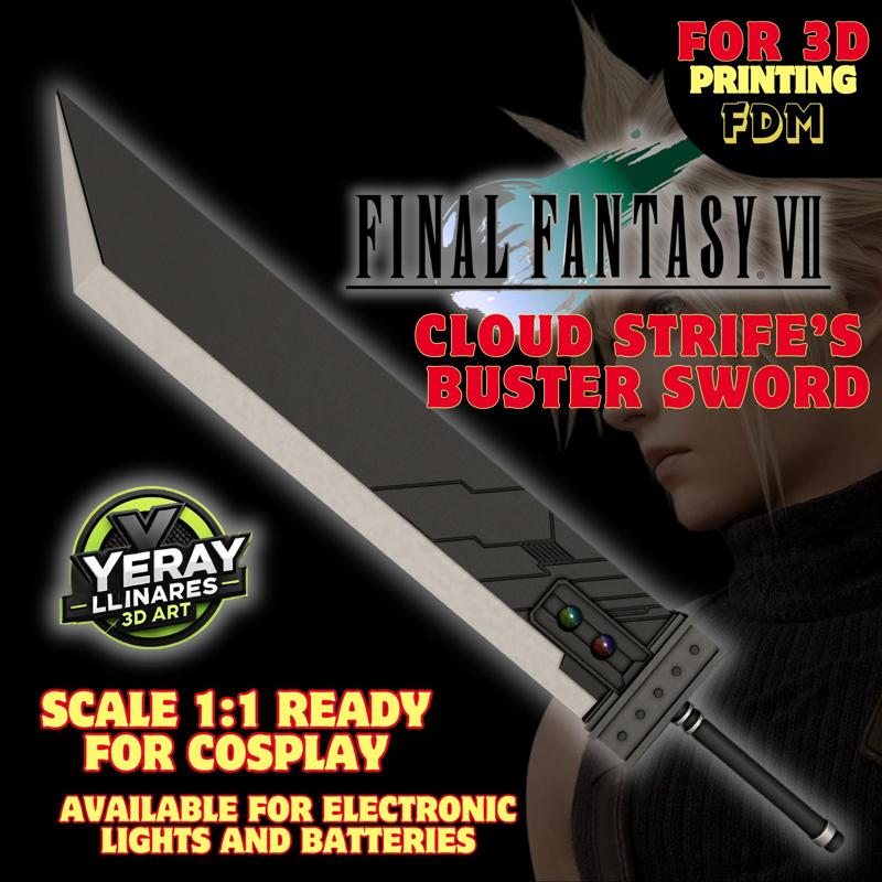 Cloud Strife's Buster Sword from Final Fantasy VII Scale 1:1 Replica with led lights