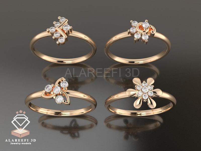 Collection #9 - 32 lightweight Italian rings Inlaid with gems.