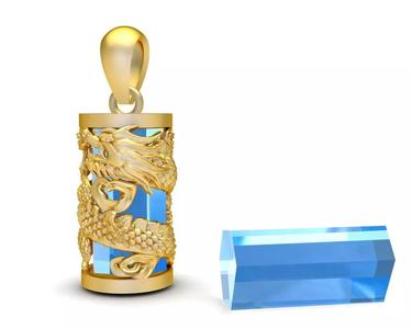 Chinese Dragon Wrapped Crystal Gems Pendant