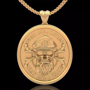 Captain pirate pendant silver gold printable jewelry 3D model