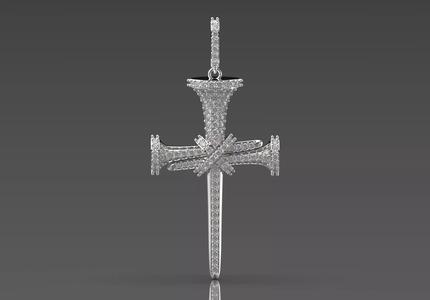 Nail design cross pendant with diamond model jp0237