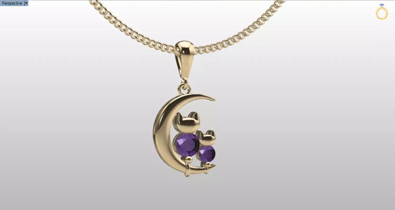 cats and moon pendant