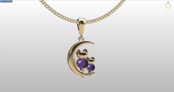 cats and moon pendant