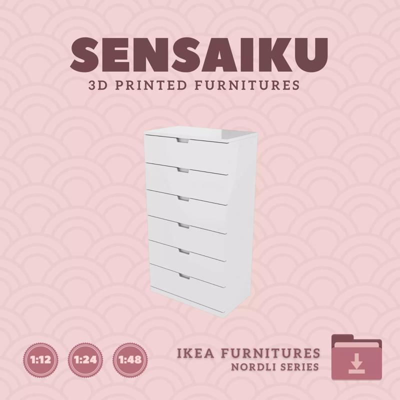 NORDLI 6-Drawer Chest V1 for Mini Dollhouse - IKEA 3D Print