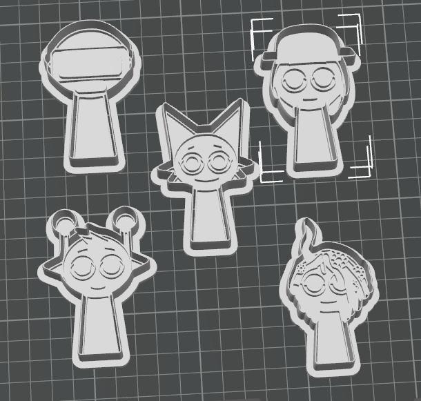 Sprunki pack 4 cookie cutters and cookie stamps