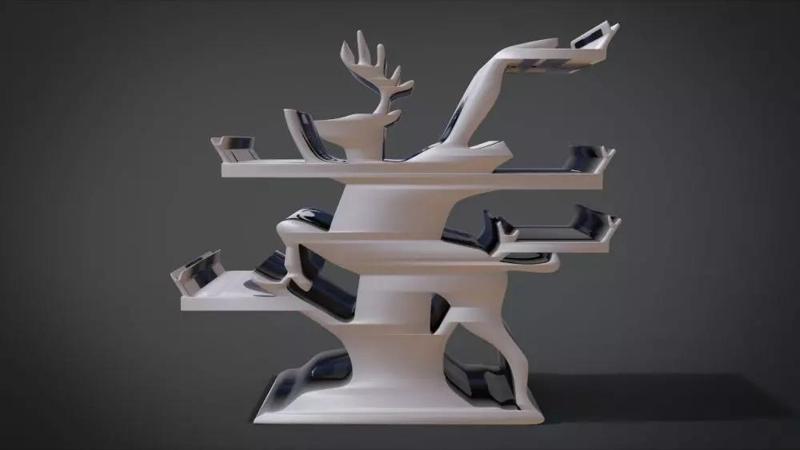 Shelf with deer ornaments