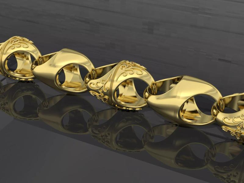 acorn 9k 9ct tulip link plain and pattern