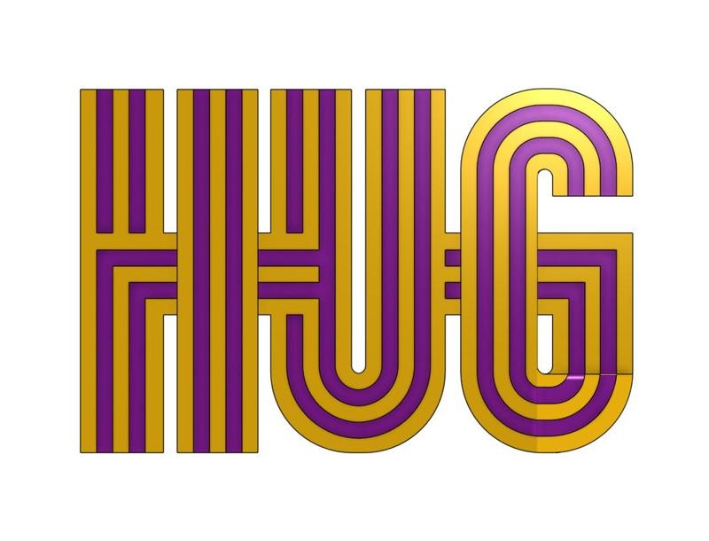 HUG WORD THICK FONT OFFSETT LINES HOME DECOR
