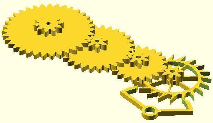 Parametric 60:1 Gear Train w/ Escapement