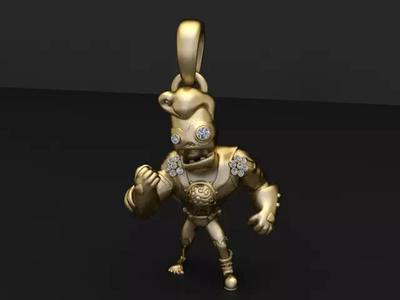Cartoon Warrior Diamond Pendant