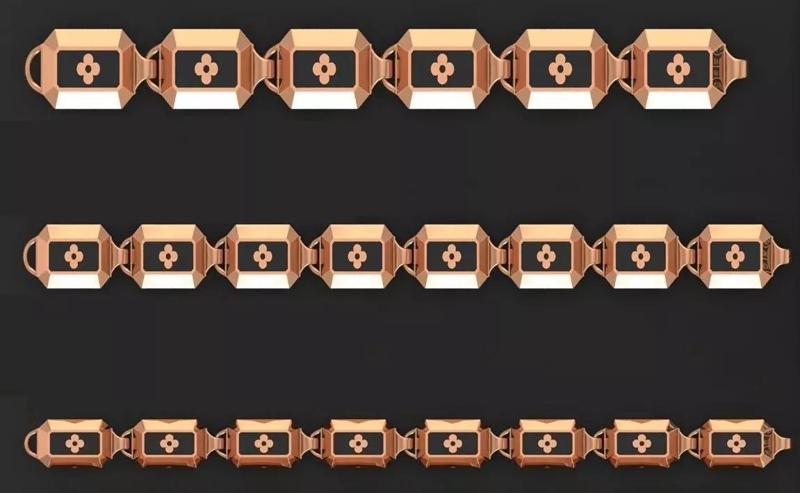 3 Size Gold Bracelet 3dm stl renders details