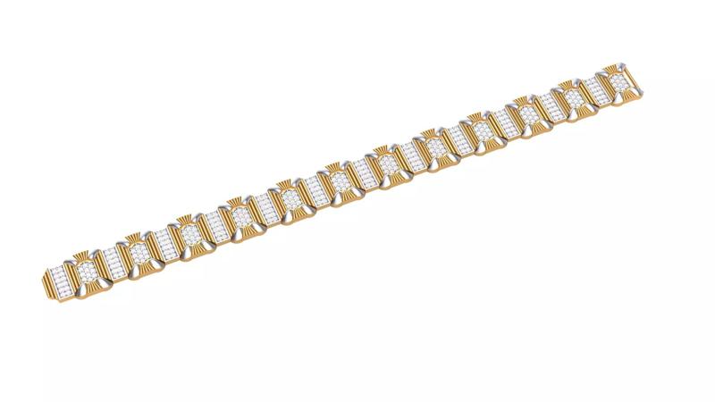 3D Printable Jewelry design of Bracelet with diamonds
