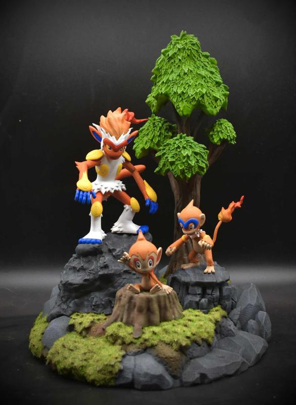 Diorama Pokemon Ouisticram Chimpenfeu Simiabraz