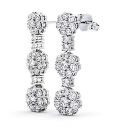 stl file diamond flower drop earrings gold - laurel