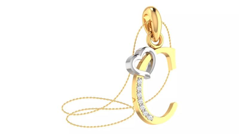 C Alphabet Pendant C Heart Pendant