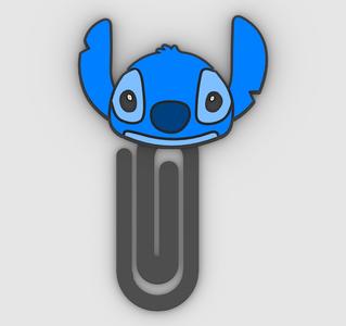 Stitch 2 - Paper clip - Paper clip, bookmark - 3MF pre-painted , STL