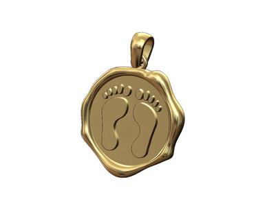 Footprint wax seal pendant charm 3D print model