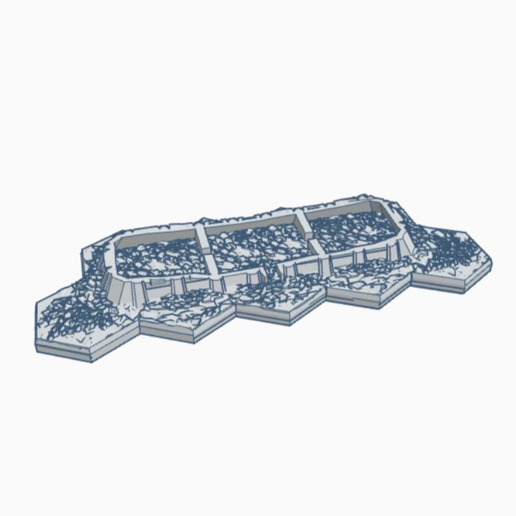Destroyed Armored Military Bunker with Hex Base MilDHB005