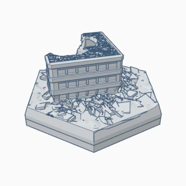 Sci-Fi Ruined Building 30 Hex Map Scale HMSSFR030