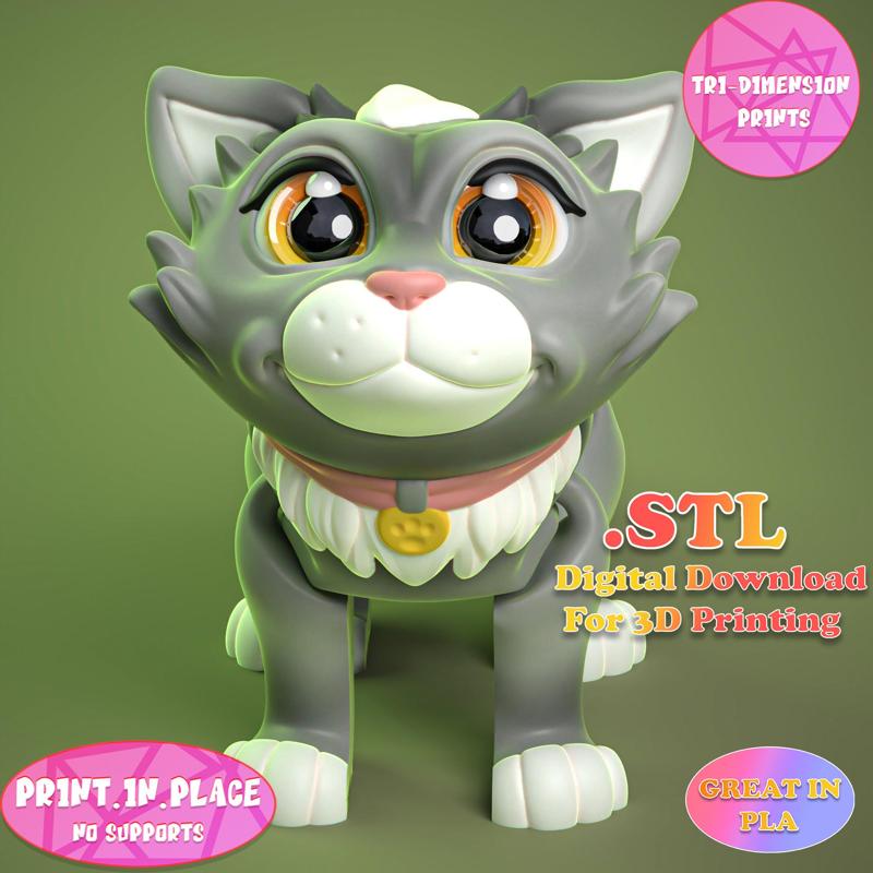 Print In Place Cute Flexi Cat