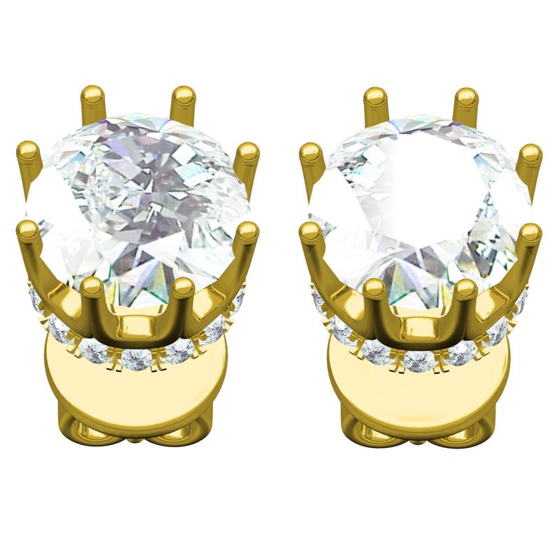 Large Round Diamond Hidden Halo Stud Earring