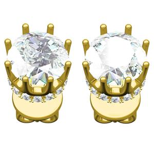 Large Round Diamond Hidden Halo Stud Earring