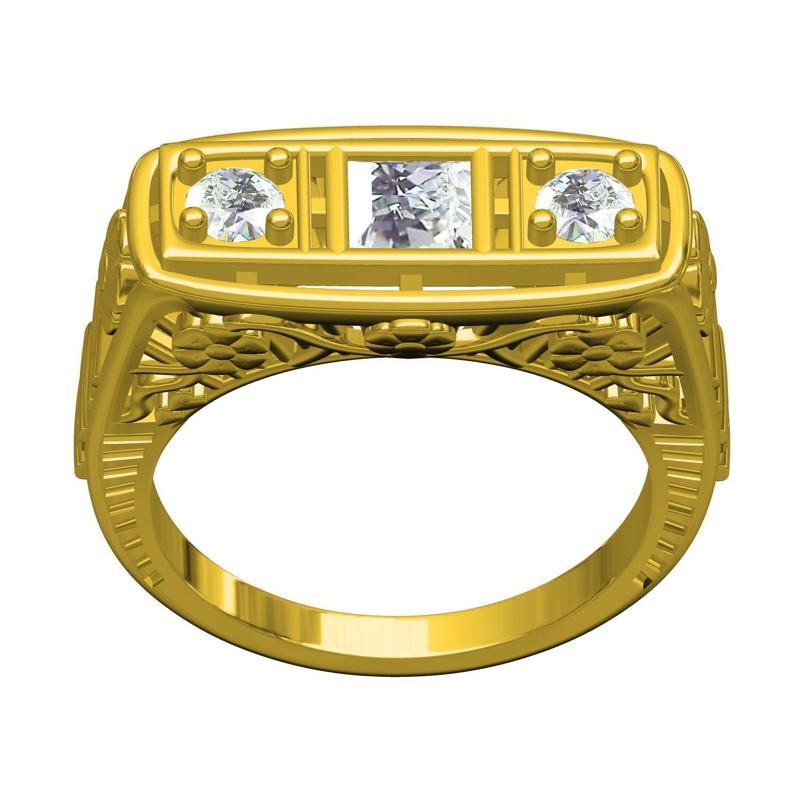 Three Stone Filigree Engagement Ring