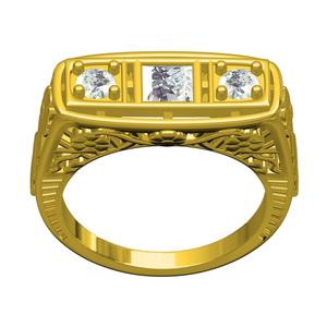 Three Stone Filigree Engagement Ring