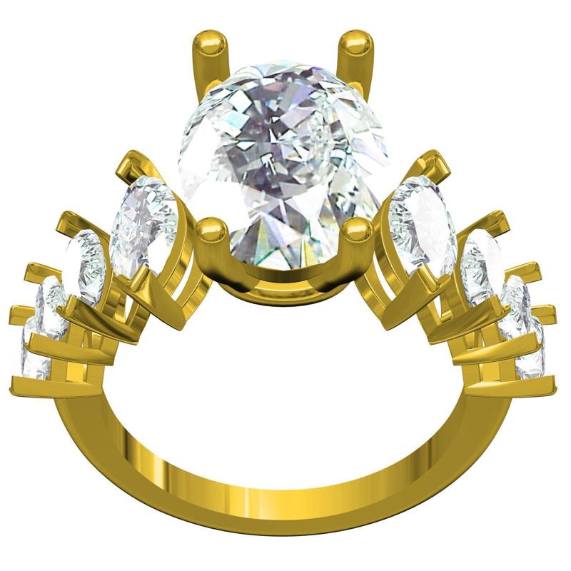 Oval and Marquise Diamond Solitaire Ring