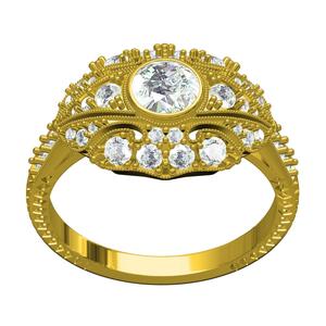 Round Diamond Art Deco Engagement Ring