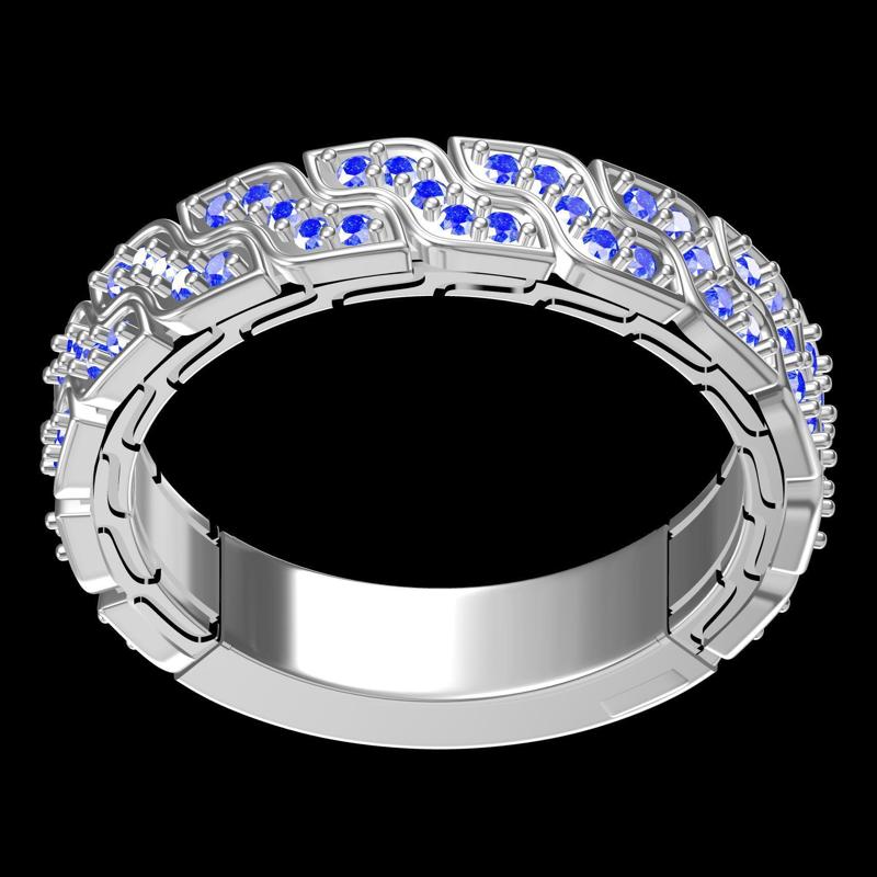 Round Sapphire Wedding Band Ring