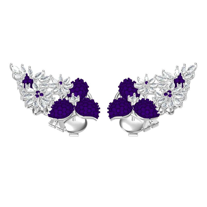 Beautiful Flower Branch Diamond Earring