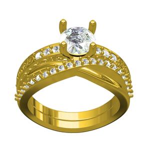Single Diamond Solitaire Engagement Ring with Band