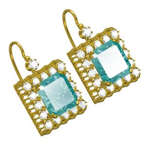 Aqua Marine Diamond Vintage Art Deco Earring