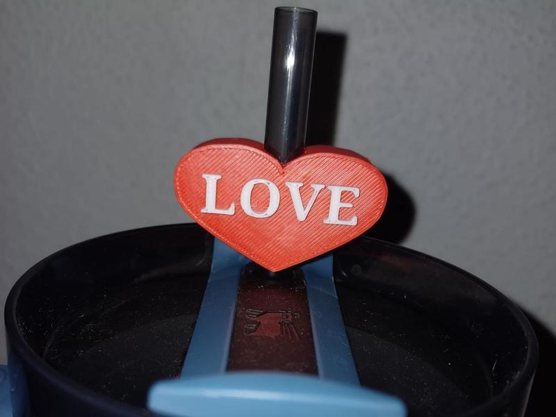 Straw Attachment Stanley Cup Heart with Love
