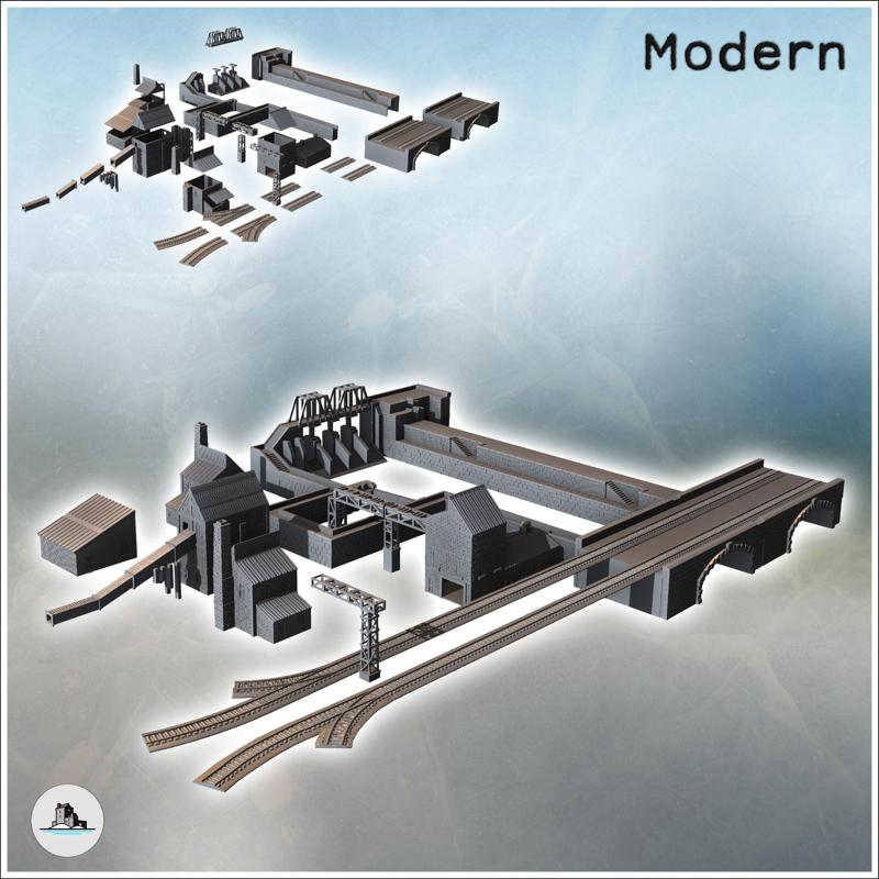 Large set of industrial complex with canals, dam, railway tracks, and storage warehouses (11) - Modern WW2 WW1 World War Diaroma Wargaming RPG Mini Hobby