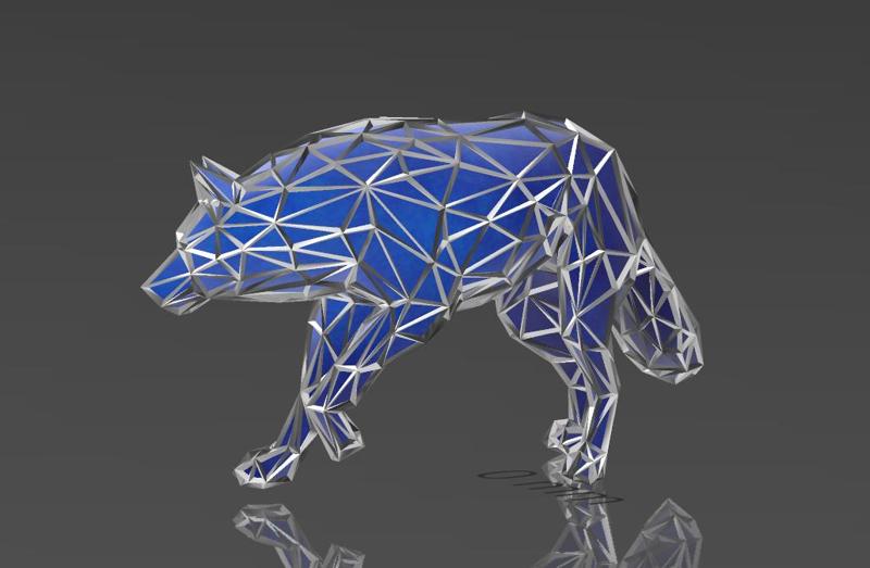 Observer Noble Wolf - Low Voronoi Style - Single Spider Web - LowPoly - Perfect Design - Easy Print - Decor