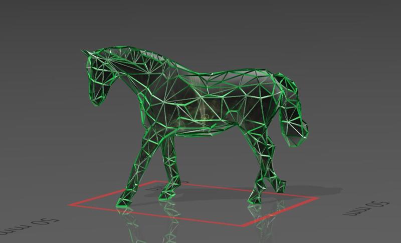 Walking Legendary Horse - Low Voronoi Style - Single Spider Web - LowPoly - Perfect Design - Easy Print - Decor