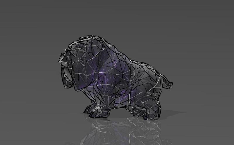Hunting Bulldog - Low Voronoi Style - Single Spider Web - LowPoly - Perfect Design - Easy Print - Decor