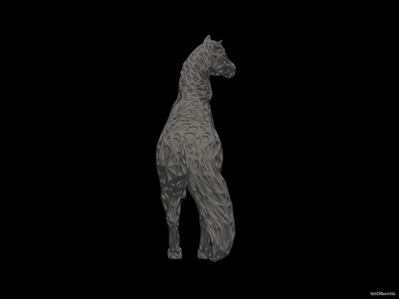 Ruby Stallion Horse  - Voronoi Style - Spider Web - LowPoly - Perfect Design - Easy Print - Decor