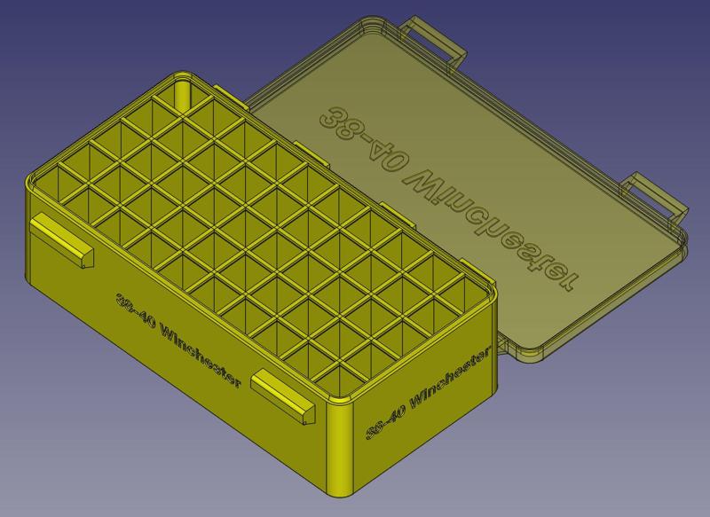 .38-40 Winchester, Head Up, Snug Double Snap Latch Modular Ammo Box