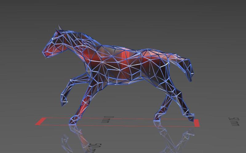 Unstoppable Racing Horse Figure - Low Voronoi Style - Single Spider Web - LowPoly - Perfect Design - Easy Print - Decor