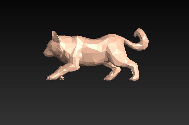 Chaotic Cat Sculpture- Low Poly - Excellent Design - Decor