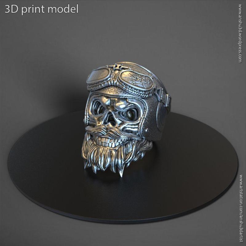 biker helmet skull vol2 ring
