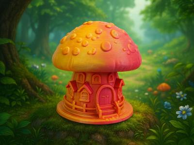 Vibrantly Colored Mushroom House – Fantasy Meets Color