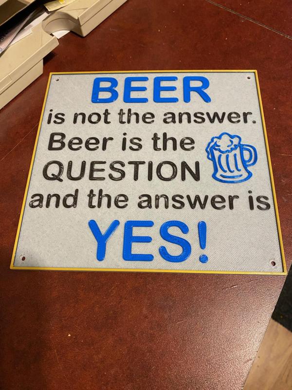 small mix on beer sign 4 colours single extruder