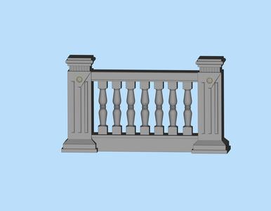 house guardrail stone pillar stone railing 09 fence shape scene digital model