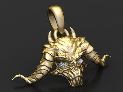 gemstone eye skull necklace 3D printable model